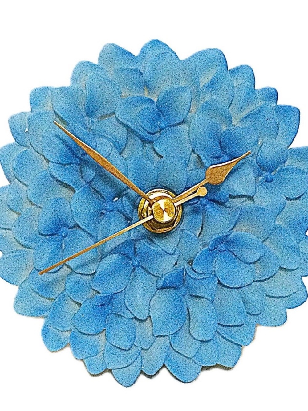 Blue Floral Wall Clock with Gold Hands - Home Accents